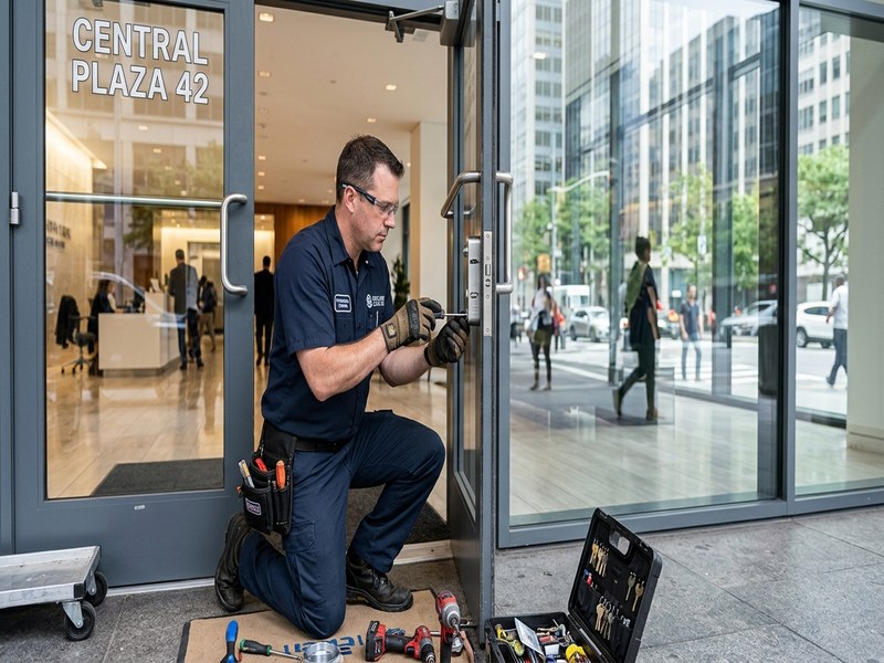 Commercial locksmith at office access control panel
